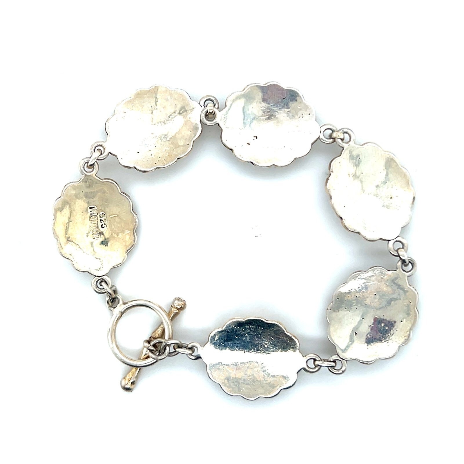 Sterling Silver 925 Malachite Toggle Bracelet - image 4