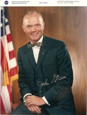 John Glenn Autographed / Hand Signed Official NASA 10" x 8" colour photo