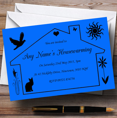 Personalisierte Einladungen dunkelblau Design Einweihung Party