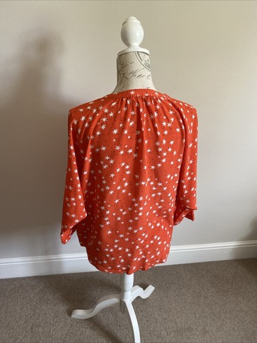 MINT VELVET Orange Star Print Batwing Blouse size UK 12 - Picture 10 of 14