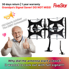 Amplified HDTV Antenna 200 Mile 4K 1080P UHF VHF Indoor Outdoor FM + Cable/Pole