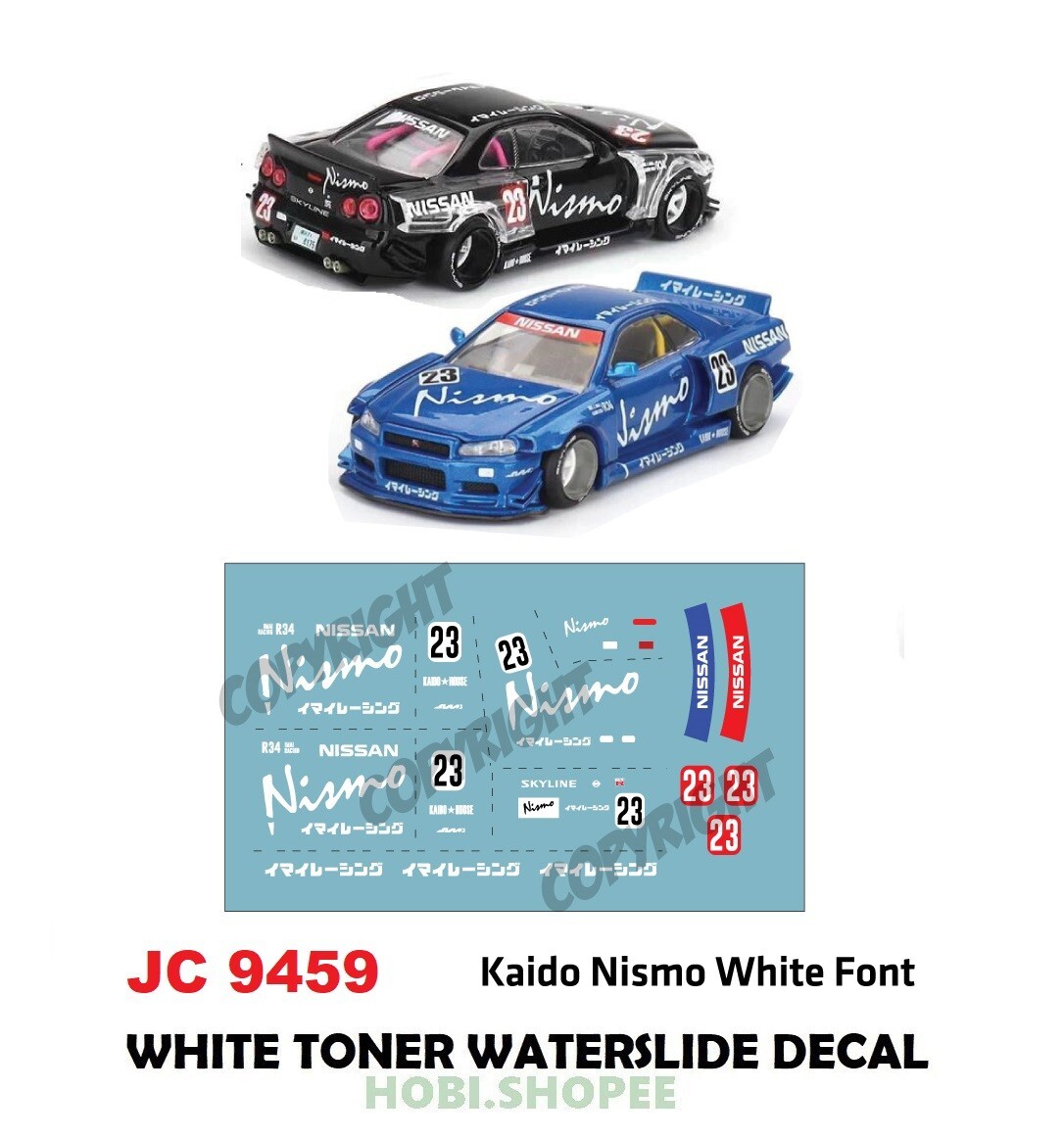 JC-9459 White Toner Waterslide Decals 1/64 Diecast # KAIDO NISMO