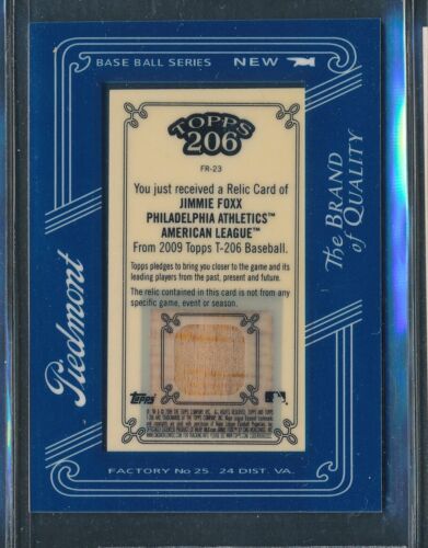 2009 Topps T-206 Game-Used GU Bat Relic #FR-23: JIMMIE FOXX Philadelphia A's HOF - Picture 2 of 2