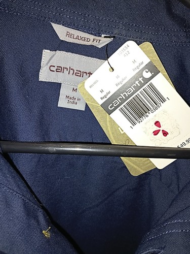 Mens Carhartt rugged flex sz med long sleeve relaxed fit navy blue shirt nwt - Picture 2 of 5