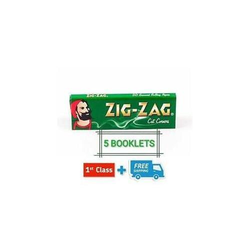 Zig Zag Green Standard Cut Corners Rolling Papers 5 - 100 Booklets - Picture 2 of 6