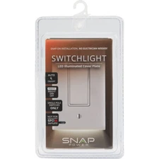 SnapPower SwitchLight 1-Gang Rocker Wall Plate, White S1SW-KWH-SP21-2 SnapPower