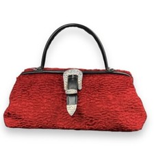 Raviani Red Faux Fur Rhinestone Studded Handbag Purse New