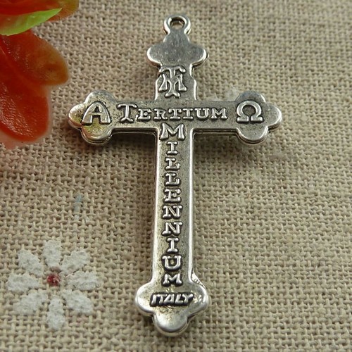 Free Ship 40pcs tibetan silver Jesus cross charms pendant 46X28mm L-1655 - Picture 2 of 4