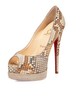 100% AUTH NEW WOMEN LOUBOUTIN PALAIS ROYAL PYTHON PLATFORM PUMP/HEEL US 10