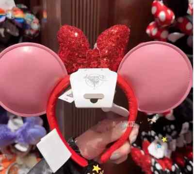 Disney Parks Minnie Mouse Hearts and Flowers Ears Headband For Adults Disney Parks Red Heart Print Sequin Minnie Mouse Ears  main image 2