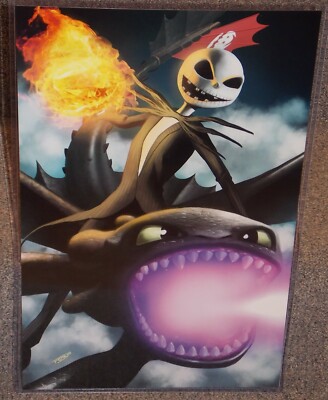 Jack Skellington & Toothless Glossy Art Print 11 x 17 In Hard