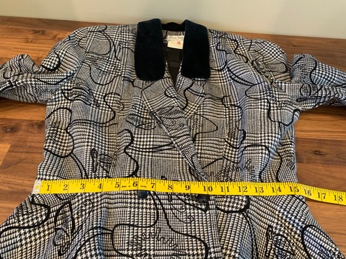 Vintage Therese Baumaire Paris Womens Suit Black White Velvet Size 42/US 8 - Picture 10 of 19