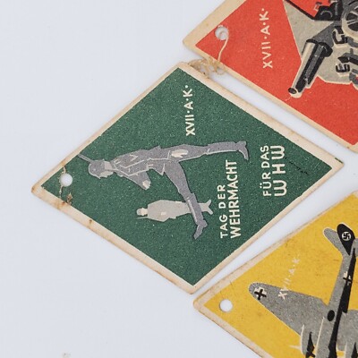 Wワイマール・ドイツ軍＊１９２５年＊デーベルン在郷軍人会旗銘板（実物） WW2 Original German WHW Tag der Wehrmacht paper set tinnie old