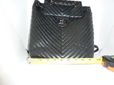 BORSE IN PELLE Italian Black LEATHER Drawstring Backpack Bag  display picture 2