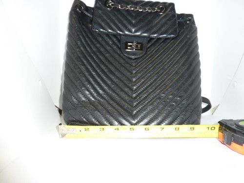 BORSE IN PELLE italienischer Rucksack Tasche schwarz LEDER Kordelzug 11 x 9,5 x 4 Zoll - Bild 9 von 9