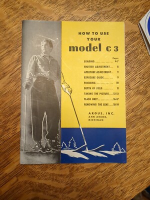 RARE 1950S  Argus How to Use Your Model C 3 Booklet Camera Photography Manual