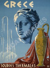 Greece Sources Thermales vintage travel poster repro 12x16