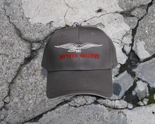 Moto Guzzi Eagle Cap/Hat...CHARCOAL AND RED/WHITE  Sandwich Bill  CP85