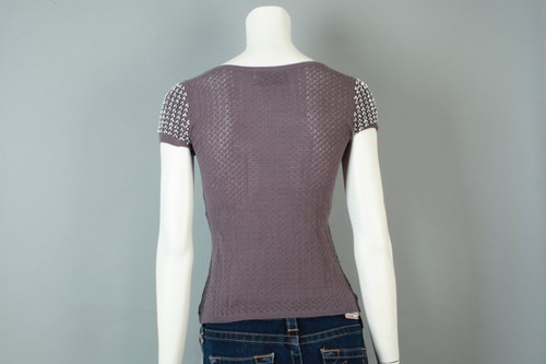 YOANA BARASCHI $250 NWT : XS - SM : Anthropologie Gray Top Sequin Sweater Beaded - Picture 2 of 3
