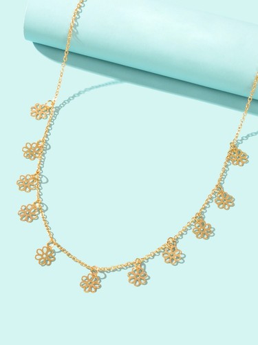 Floral Necklace Pretty Flower Pendants Collar Women Clavicle Chain Jewellery - Picture 13 of 14