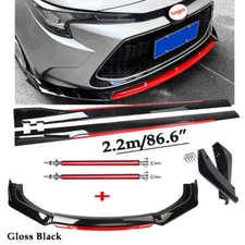 Front Bumper Lip Spoiler Splitter Side Skirt For Toyota Corolla 2001 Gloss Black
