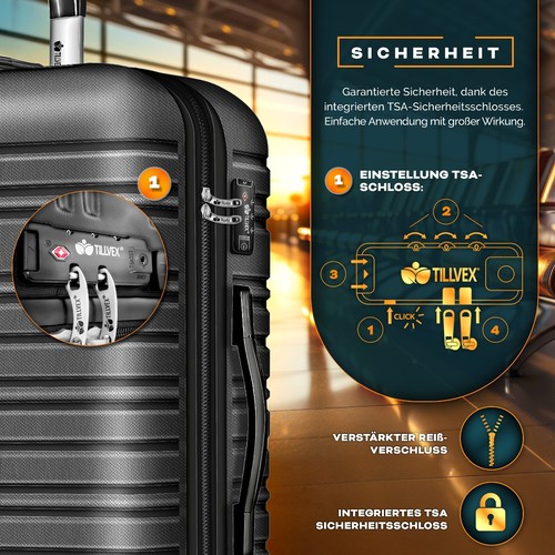 tillvex® Reisekoffer Set Koffer Hartschale Trolley Kofferset Tasche S-M-L-XL - Bild 20 von 120