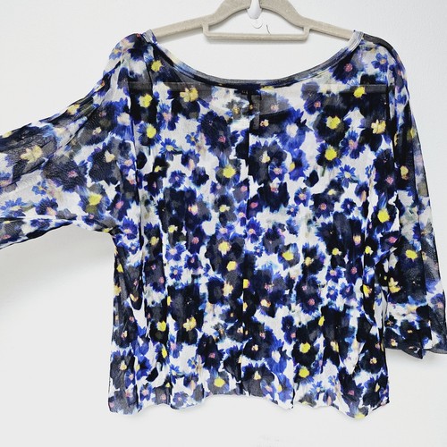 Fuzzi Jean Paul Gaultier Mesh Shirt Top Long Sleeve Italy Floral S Small - Picture 7 of 8
