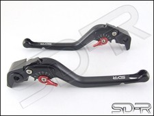 2004 - 2009 Yamaha MT-01 CNC Carbon Fiber inlay Long SDR Adjustable Levers Black