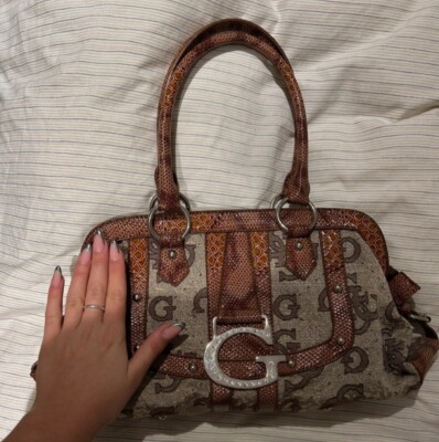 Guess Vintage Y2K Authentic Women's Brown Monogram Shoulder