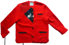 Wesenjak Tyrol Janker wool walk cable pattern costume jacket red size 40