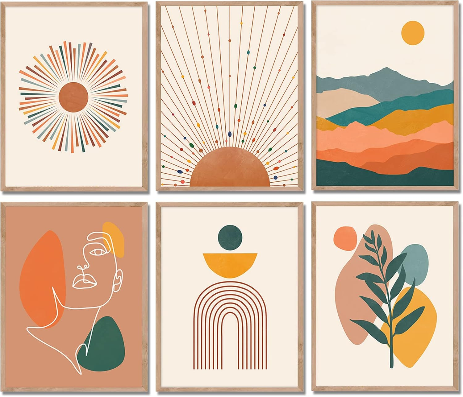 Boho Prints, Boho Wall Art, Orange Wall Decor, Mid Century Modern Wall Pictures