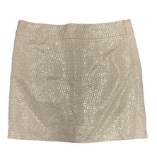 Banana Republic Mid Rise sparkly Skirt holiday white metallic euc sz 10- N