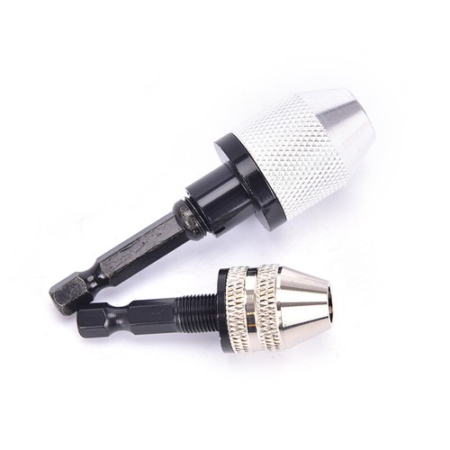 1/4" Hex Shank Keyless Drill Chuck Quick Change Bit Driver Converter Adaptor>~E - Picture 7 of 9