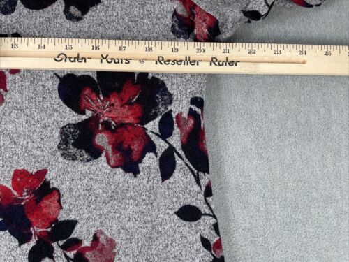 Top Simply Vera Mujer L Gris Floral Rojo Negro Mangas Largas Cómodo Informal Strech - Imagen 5 de 7