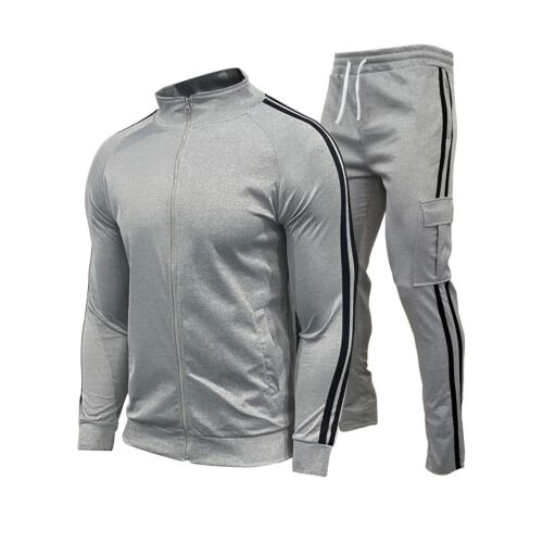 Männer Männer Sweat Trainingsanzug Reißverschluss bequeme Jogginghose Hose Sportbekleidung Fitnessstudio Outdoor neu - Bild 12 von 18