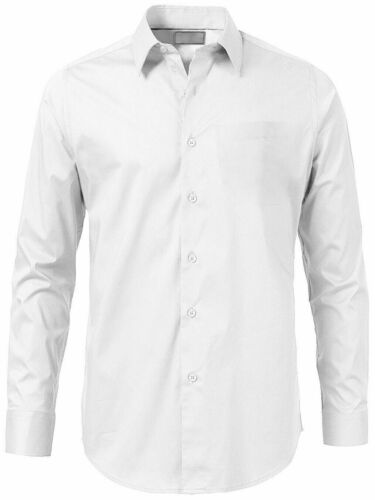 Men's Solid Long Sleeve Formal Button Up Standard Barrel Cuff Dress Shirt - Picture 25 of 37