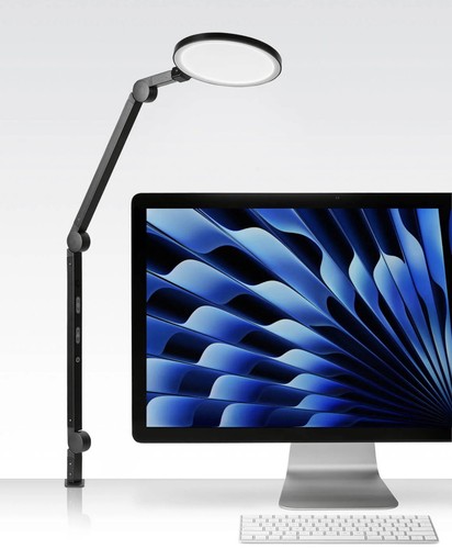 Lume Edge Desk Light Black Round LED Portable Adjustable Mounting Arm