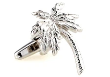 Palm Tree Island Cufflinks Pair in Presentation Gift Box with Polishing Cloth