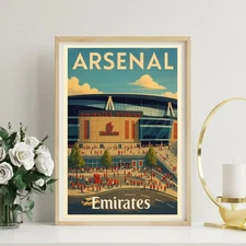 Arsenal Emirates Stadium Poster – Vintage Football Wall Art Retro Premier League