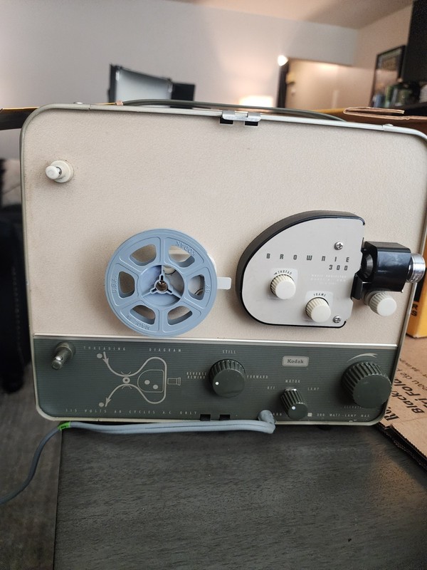 Vintage Kodak Brownie 300 8mm Movie Projector Still Frame Reverse Rewind Box
