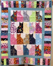 Handmade Butterfly Theme Blue Trimmed Kitty Cat Quilt Throw CAT RESCUE
