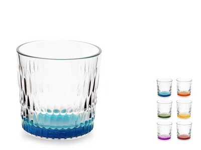 Pasabahce Set Of 6 Rain Colored Bottom Glasses Cl. 30
