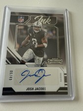 JOSH JACOBS 2023 PANINI CONTENDERS NFL INK AUTOGRAPH Silver  06/49 Raiders!