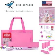 Complete American Mahjong Set with 166 Pink Tiles and Stylish Carrying Bag