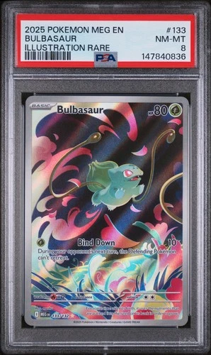 2025 POKEMON MEG EN-MEGA EVOLUTION ILLUSTRATION RARE #133 BULBASAUR PSA 8