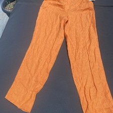 Vintage Y2K Harve Bernard 100 Linen Pants Beach Orange Women's Size 8