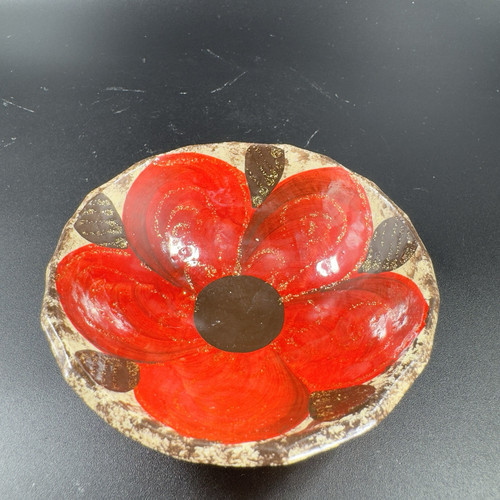 Hand Painted Mexico Pottery Hand Crafted Footed Dish Bowl Small Trinket Dish VTG - Picture 9 of 9
