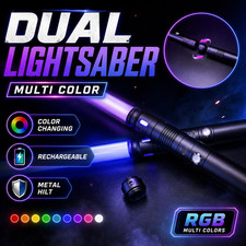 Dueling 2 Pack Lightsabers Rechargeable, Metal Hilt, Connectable Double Staff