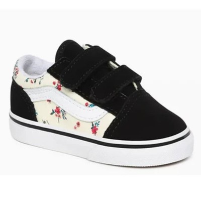 Vans Toddler Old Skool V Shoe Ditsy Floral Classic White Size 9.5 TD NEW