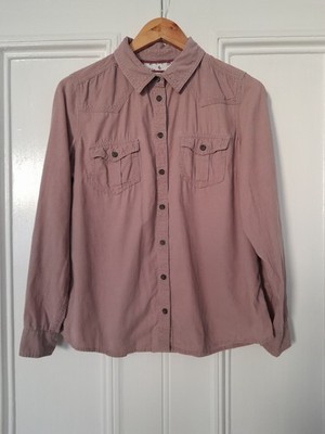 M&S Indigo Collection Mauve Soft Feel Roll Tab Sleeve Shirt size 12